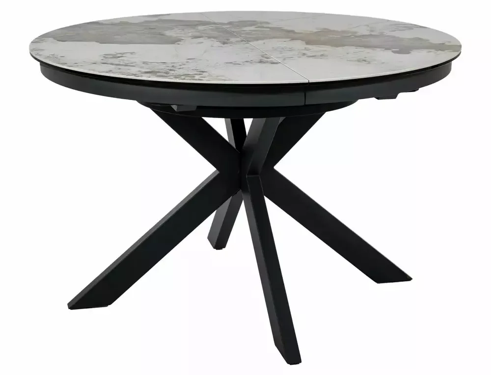 Стол обеденный SIGNAL PORTO Ceramic белый Pandoro/черный 120-160/120