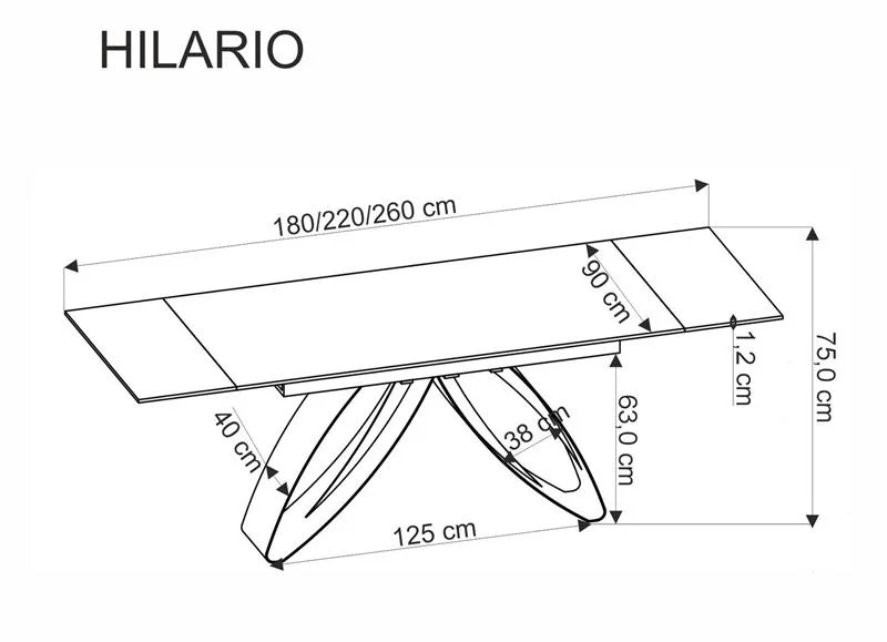 Стол обеденный HALMAR HILARIO орех/черный 180-260/90