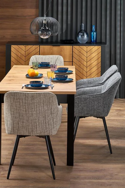 Стол обеденный HALMAR QUBIK дуб артизан/черный 80-200/80
